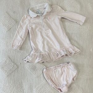 Ralph Lauren Light Pink Striped Baby Dress Set